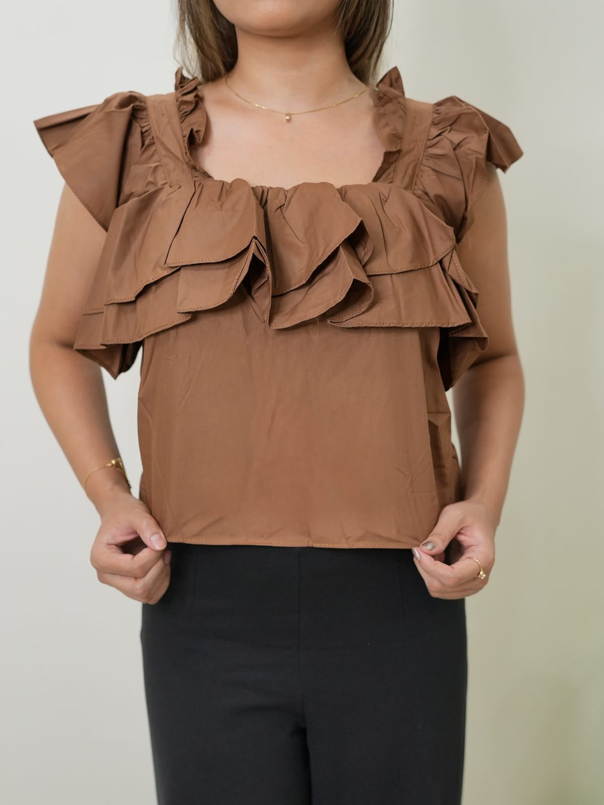 Brown Ruffle Top photo 2