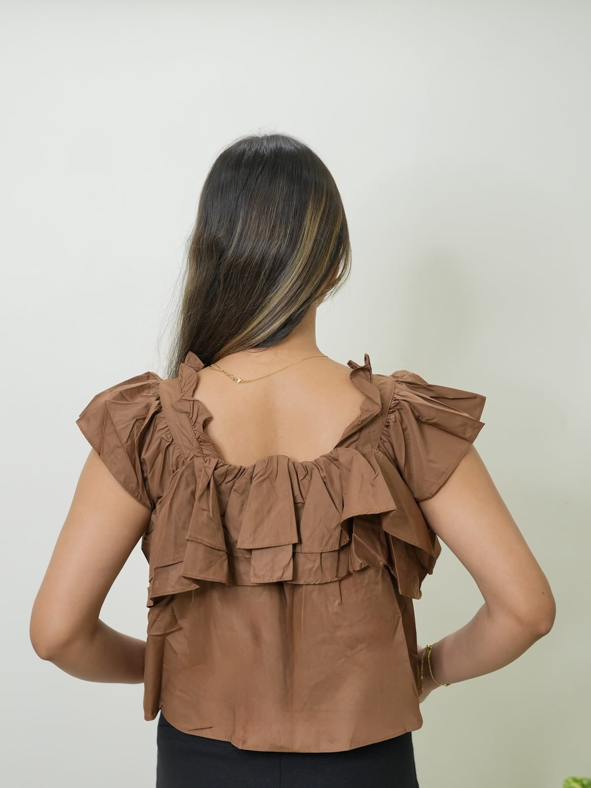 Brown Ruffle Top photo 3