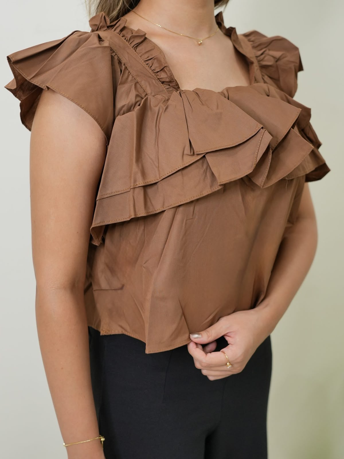 Brown Ruffle Top photo 4
